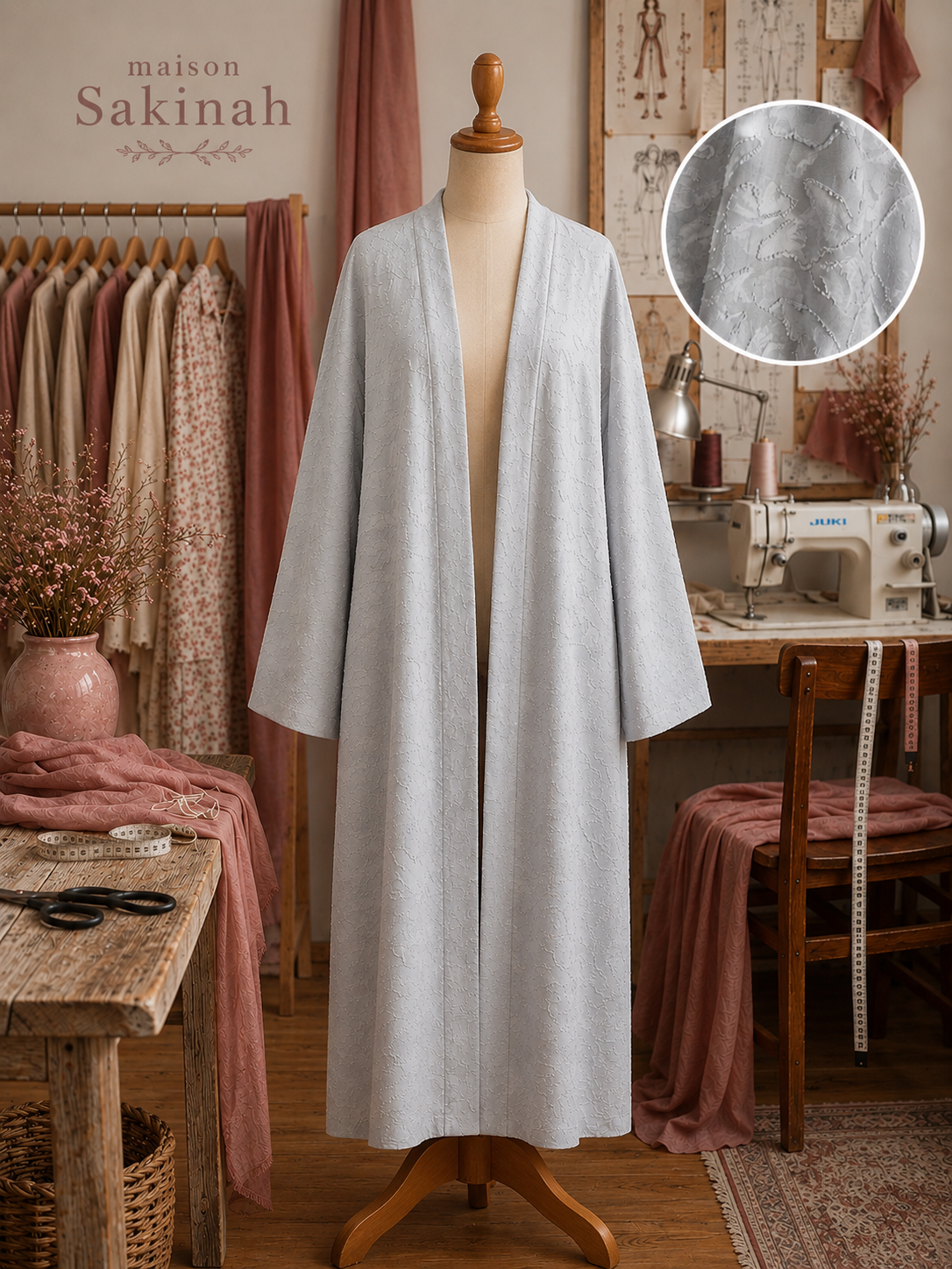 Kimono fleuri bleu ardoise 🫐