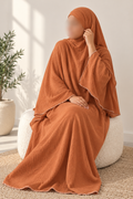 Ensemble abaya & khimar en gaze de coton miel 🍯