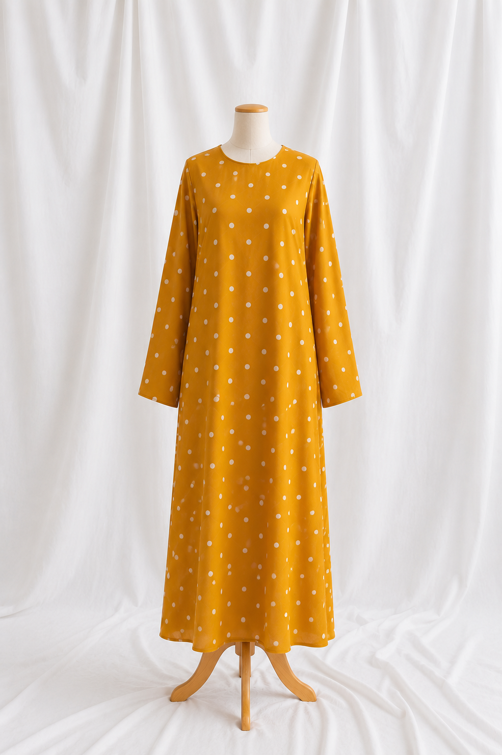 Robe longue à pois moutarde 🏵️